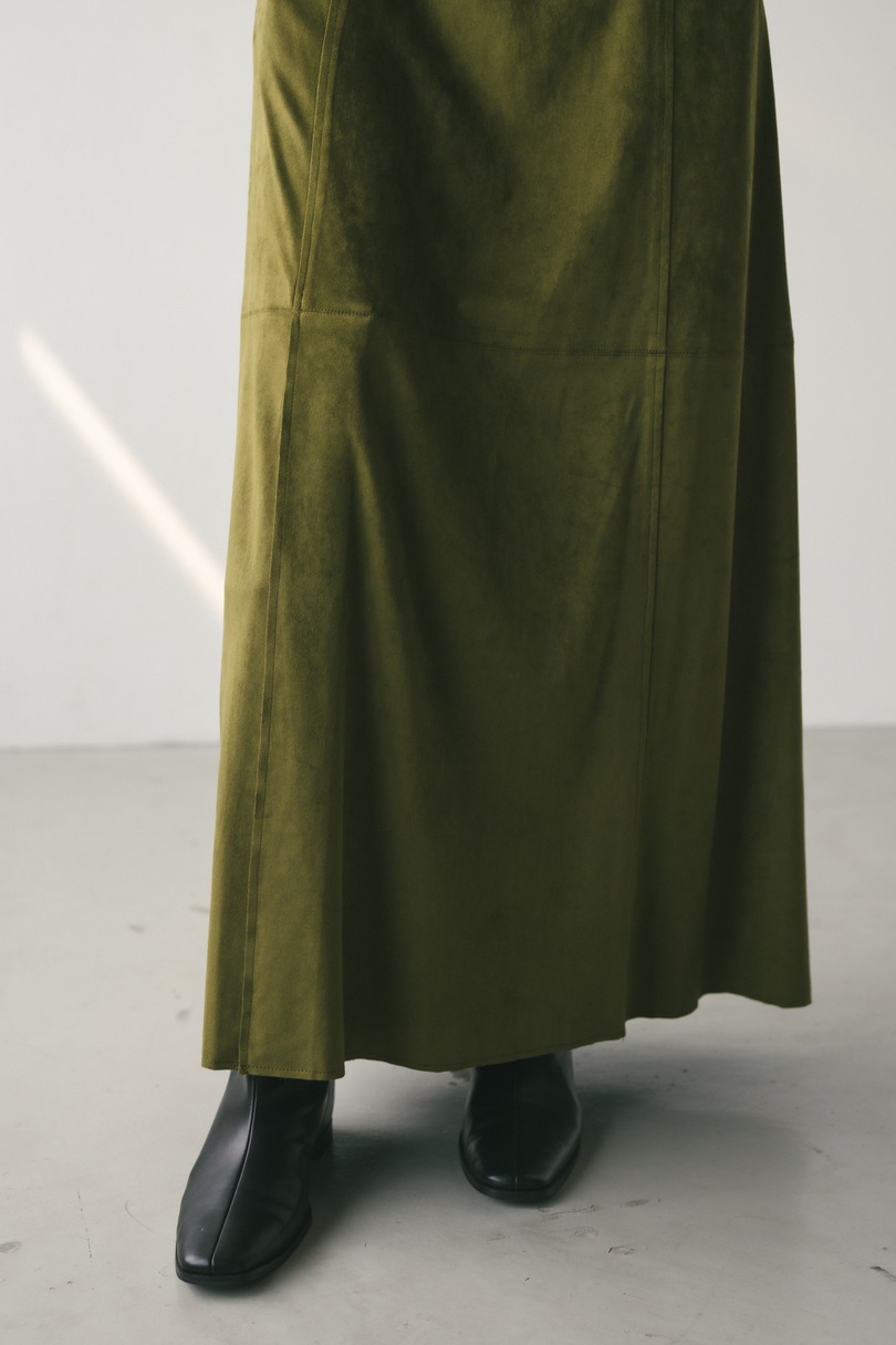 フェイクスウェードパネルフレアスカート 詳細画像 GRN 6
