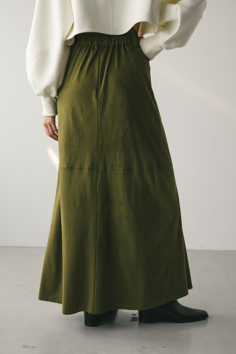 フェイクスウェードパネルフレアスカート 詳細画像 GRN 8