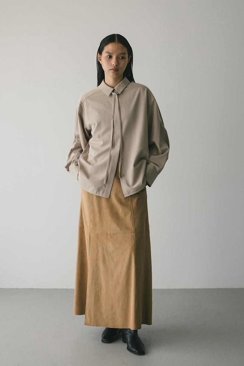 フェイクスウェードパネルフレアスカート