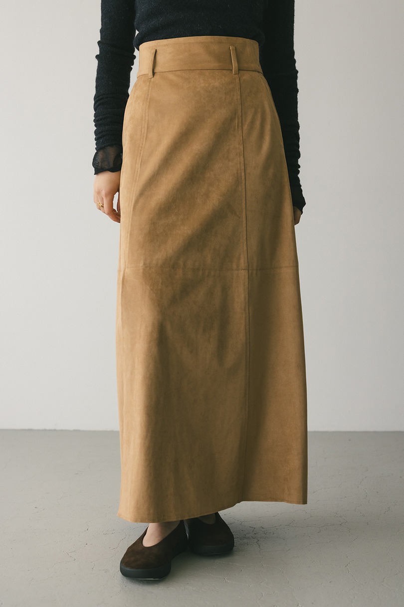フェイクスウェードパネルフレアスカート 詳細画像 BEG 2