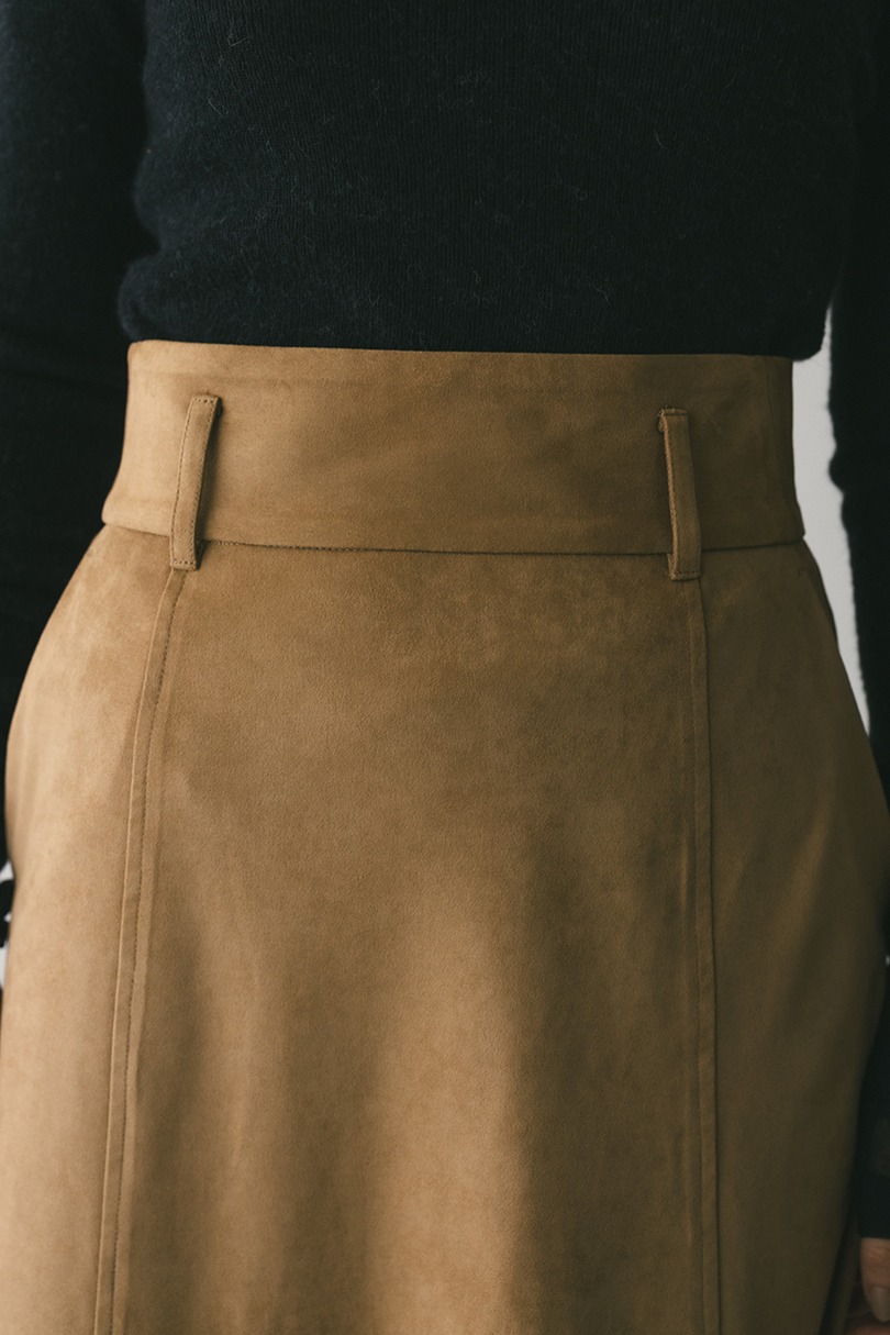 フェイクスウェードパネルフレアスカート 詳細画像 BEG 3