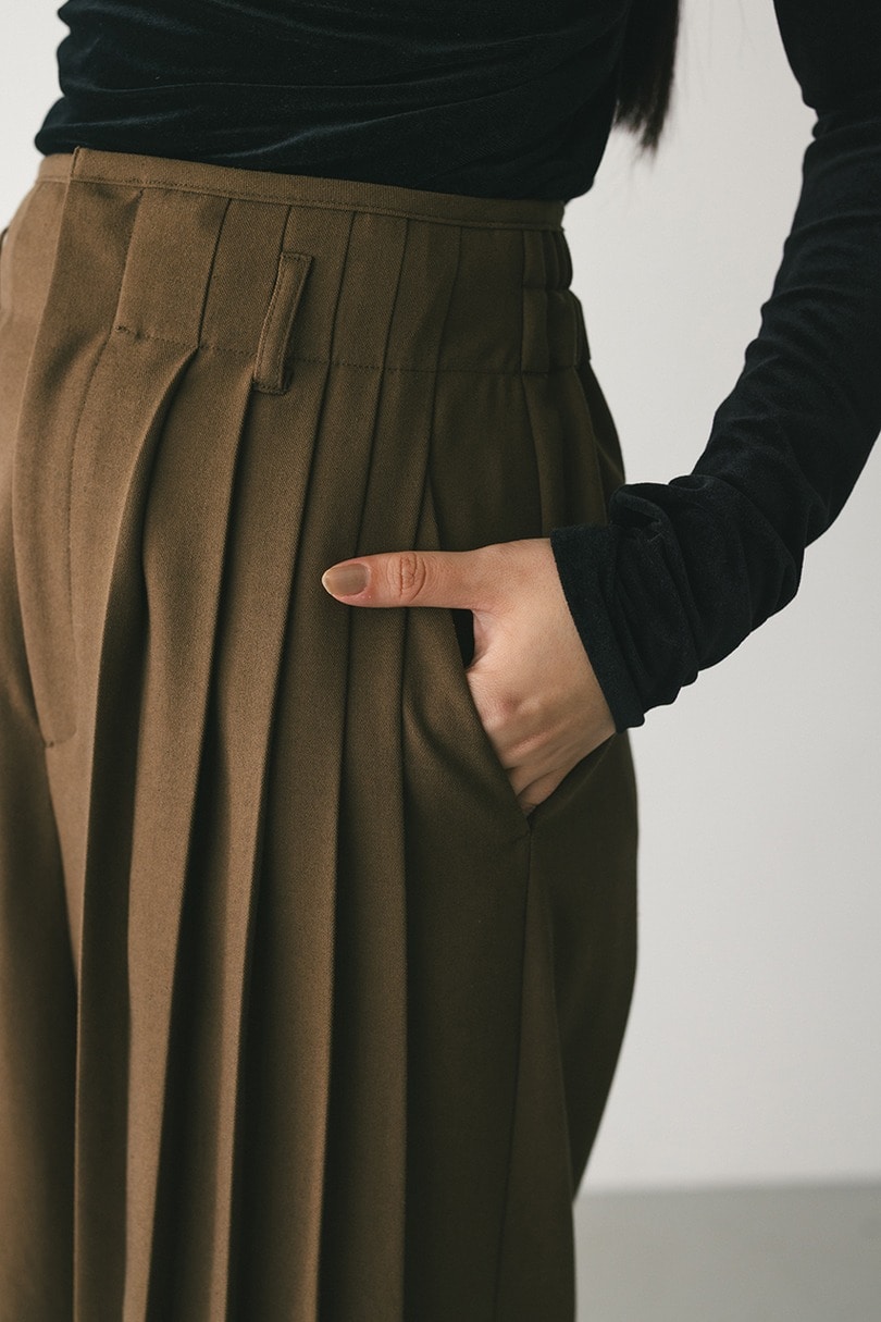 メランジタックワイドパンツ 詳細画像 BRN 4