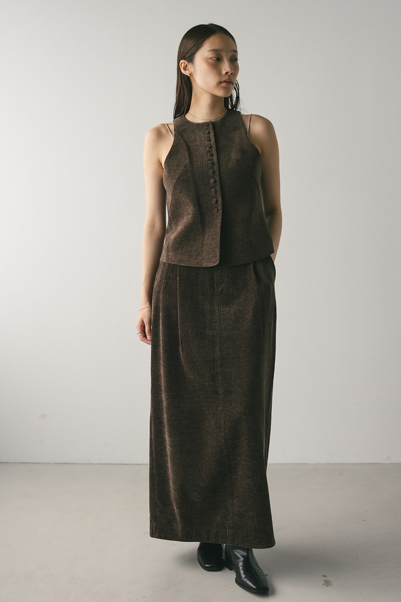 ハイウエストタックベロアスカート 詳細画像 BRN 3