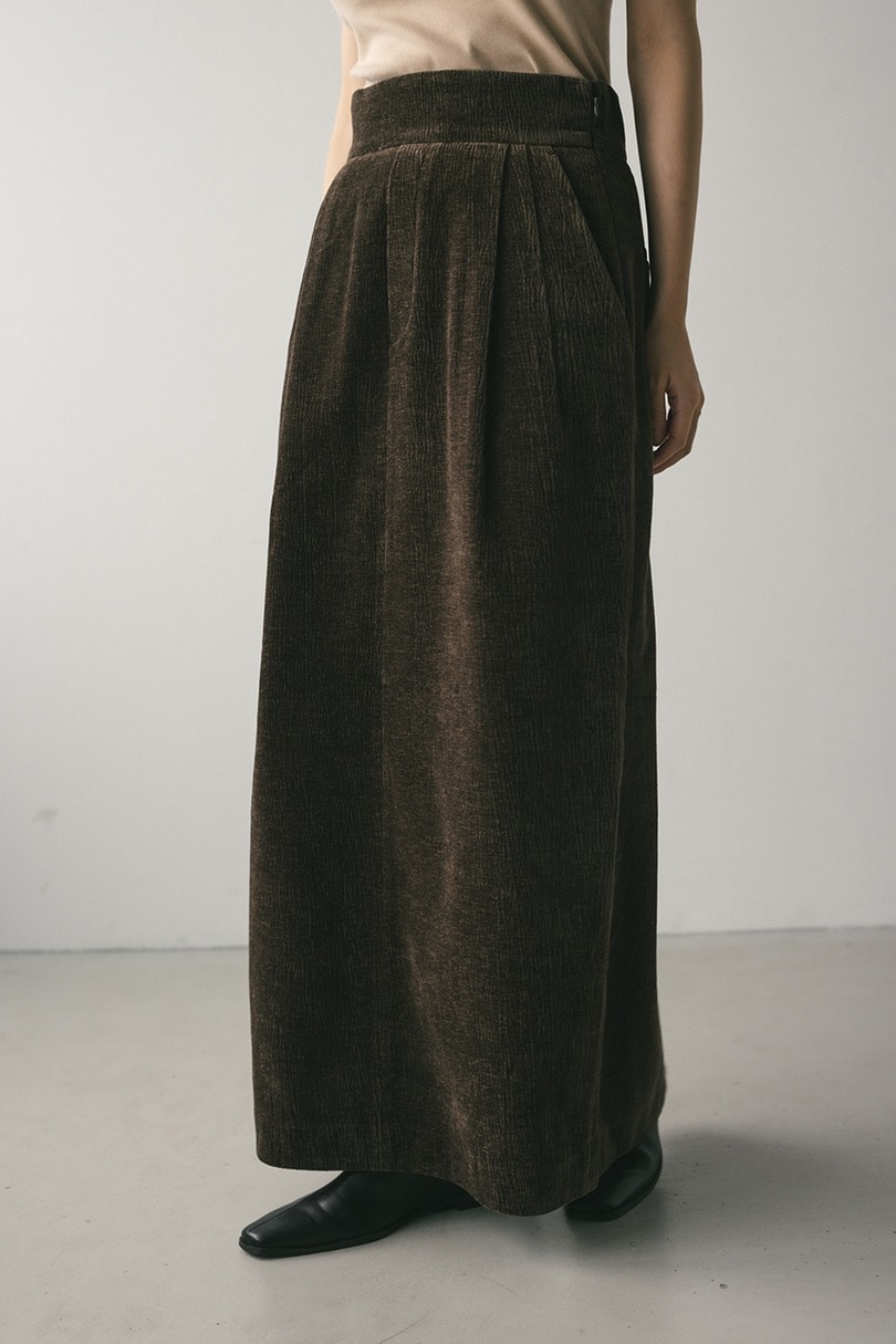 ハイウエストタックベロアスカート 詳細画像 BRN 4