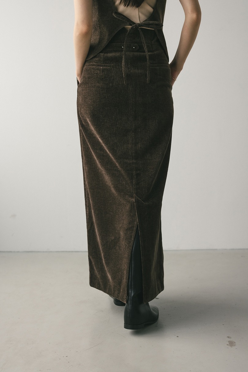 ハイウエストタックベロアスカート 詳細画像 BRN 5