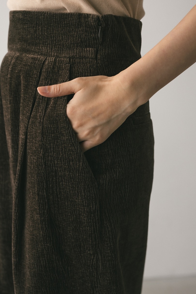 ハイウエストタックベロアスカート 詳細画像 BRN 9