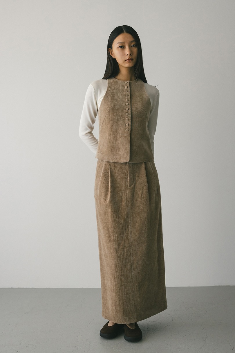 ハイウエストタックベロアスカート 詳細画像 BEG 2