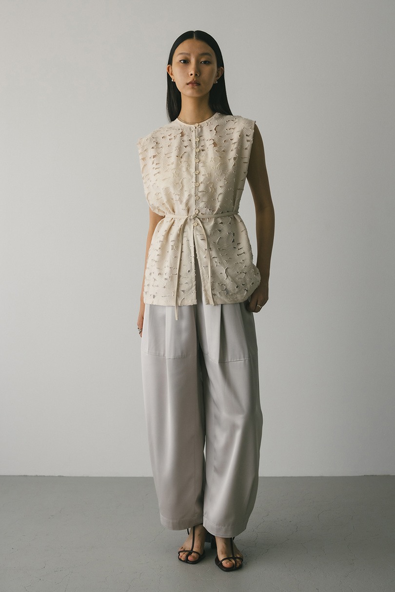 サテンワイドフォルムパンツ 詳細画像 IVOY 2