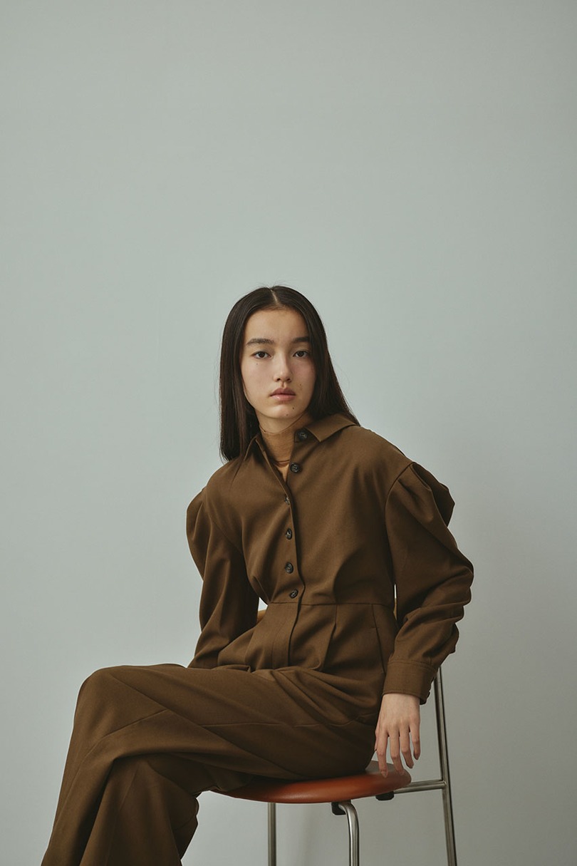 メランジショルダータックロンパース 詳細画像 BRN 2