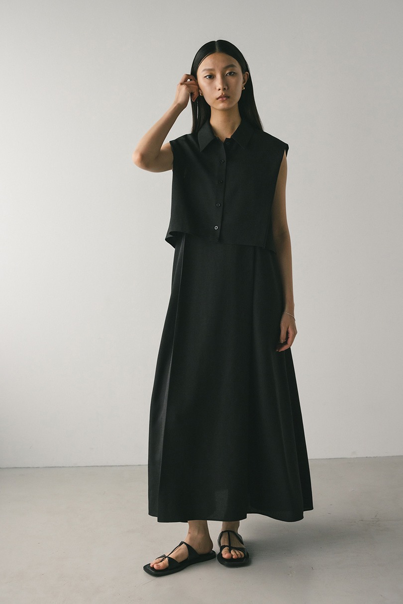 2ピースシャツレイヤードワンピース
