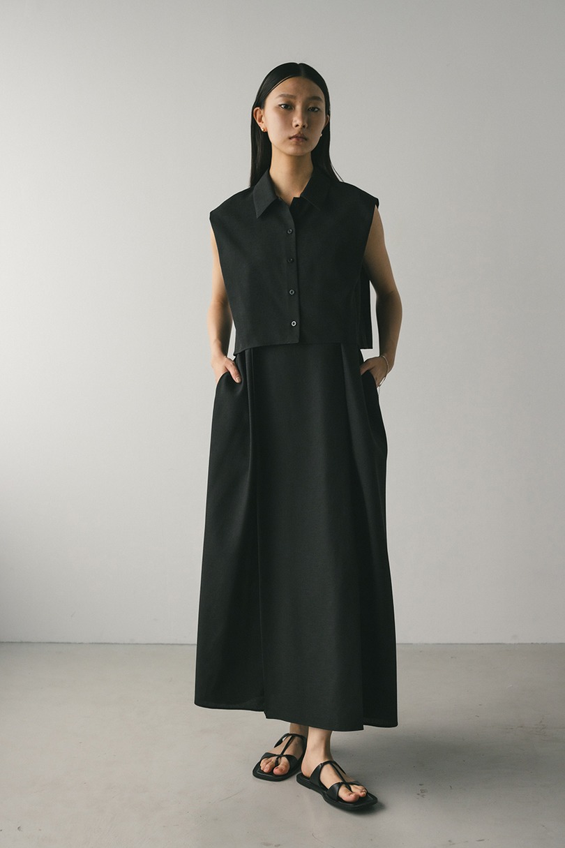 2ピースシャツレイヤードワンピース 詳細画像 BLK 2