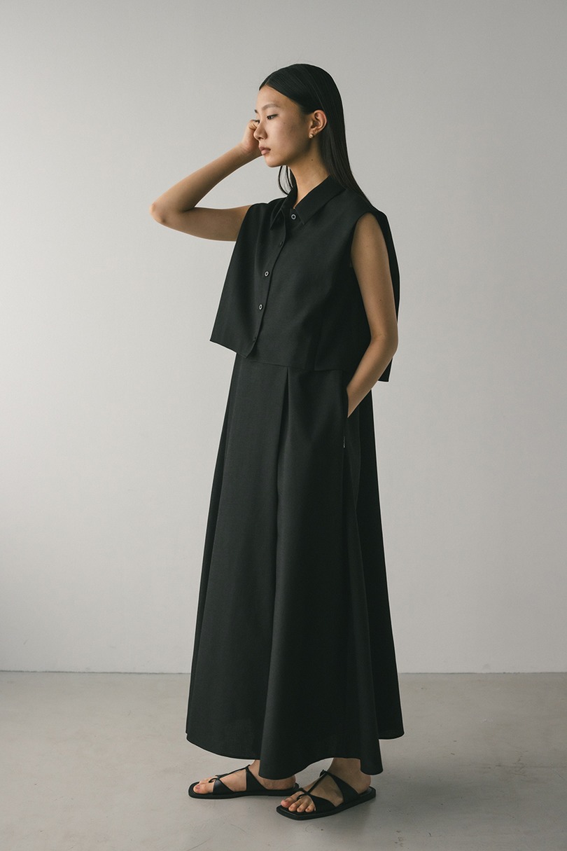 2ピースシャツレイヤードワンピース 詳細画像 BLK 3