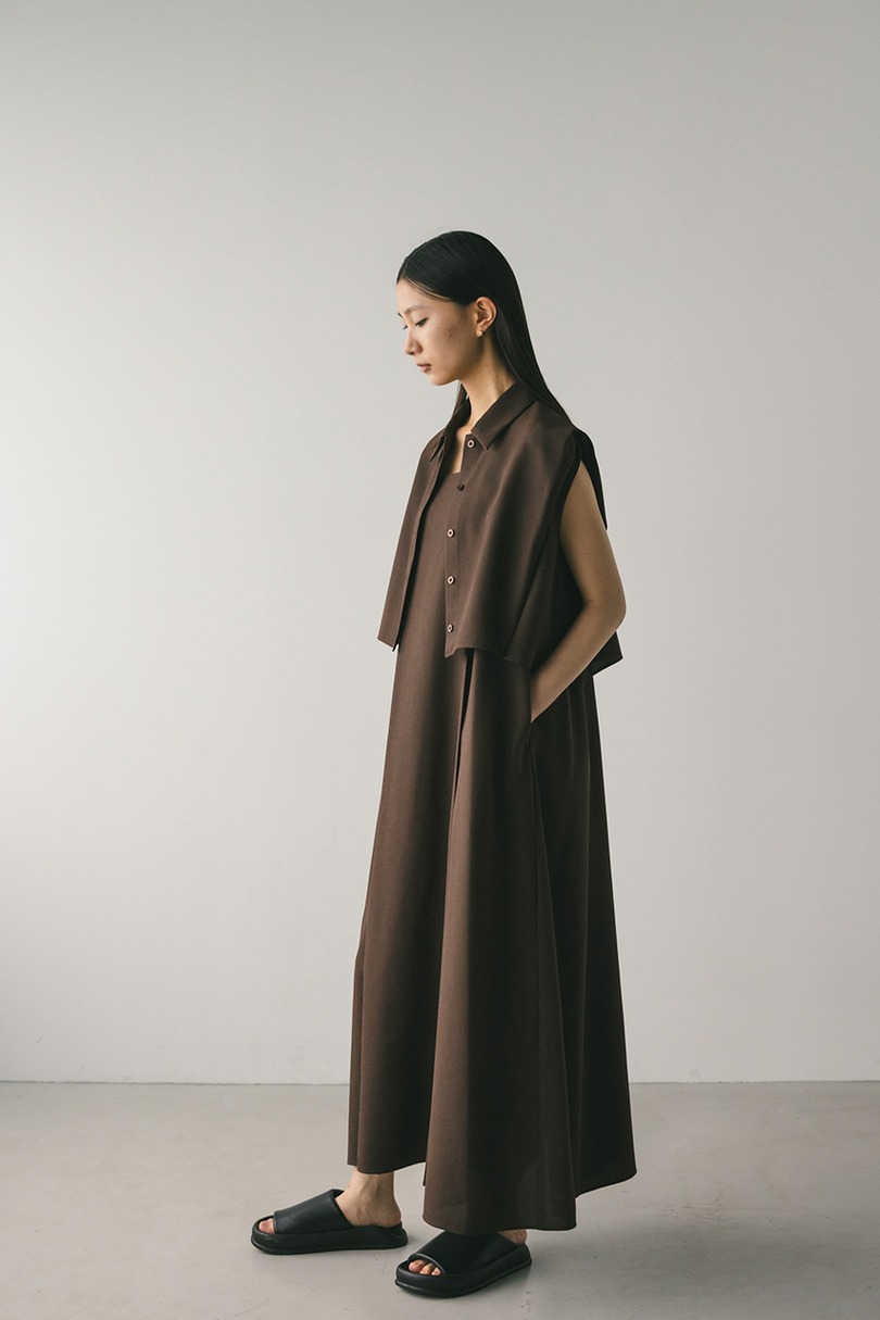 2ピースシャツレイヤードワンピース 詳細画像 BRN 3