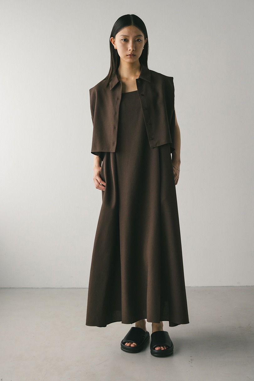 2ピースシャツレイヤードワンピース 詳細画像 BRN 4