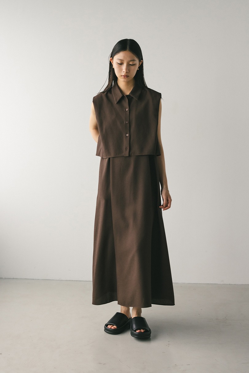 2ピースシャツレイヤードワンピース 詳細画像 BRN 5