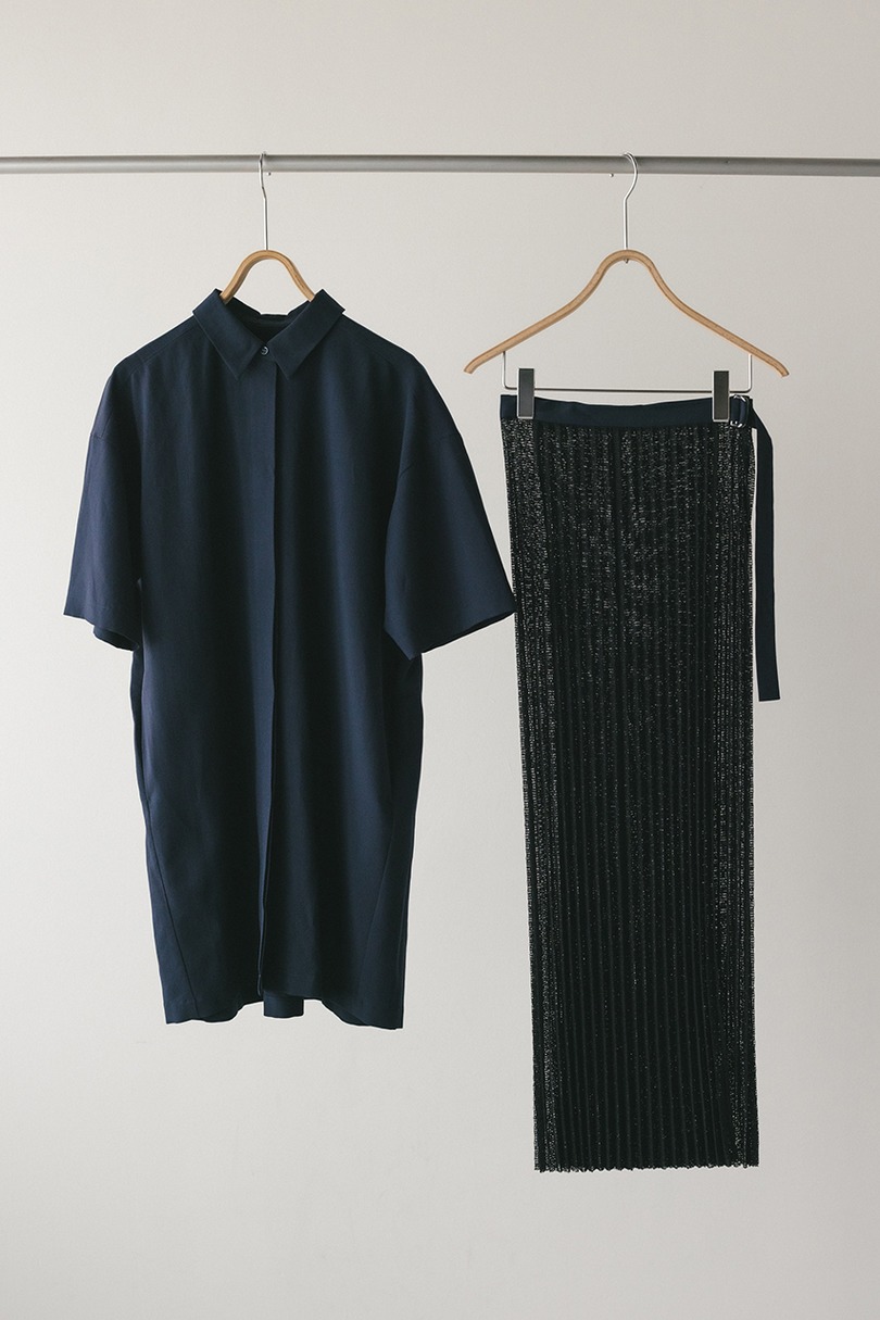 プリーツラップセットシャツワンピース 詳細画像 NVY 16