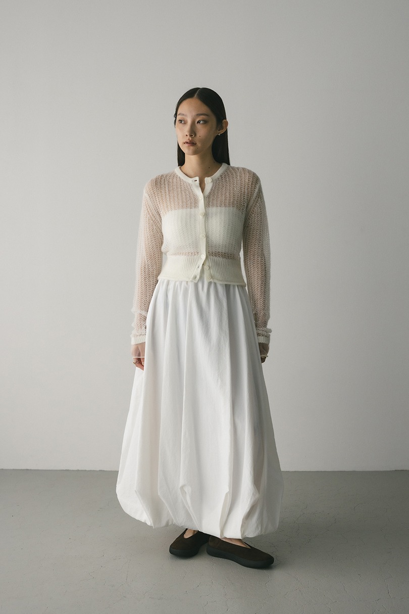 レイヤースリーブモヘアミックスニットカーデ