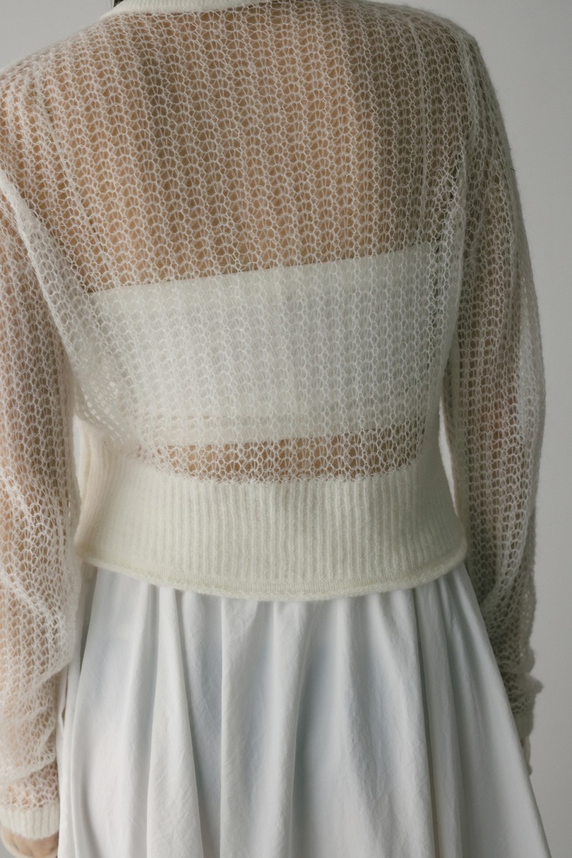 レイヤースリーブモヘアミックスニットカーデ 詳細画像 WHT 10