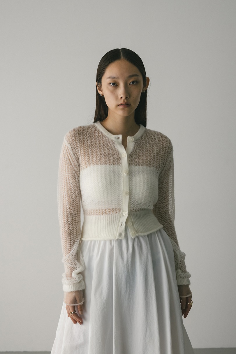 レイヤースリーブモヘアミックスニットカーデ 詳細画像 WHT 3