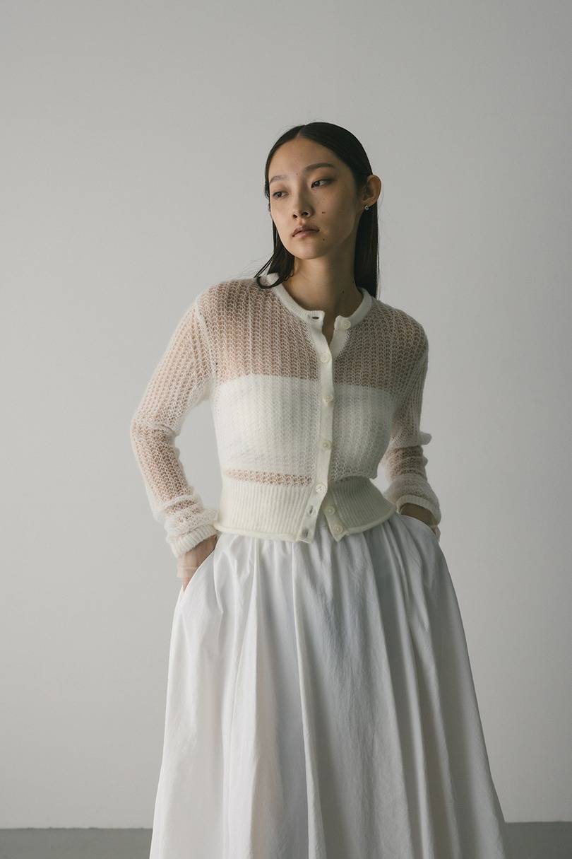 レイヤースリーブモヘアミックスニットカーデ 詳細画像 WHT 4