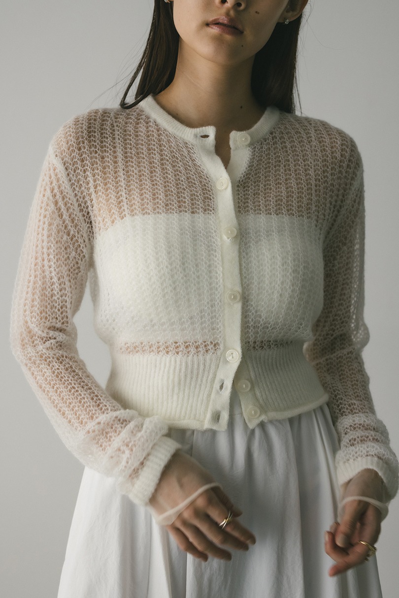 レイヤースリーブモヘアミックスニットカーデ 詳細画像 WHT 5