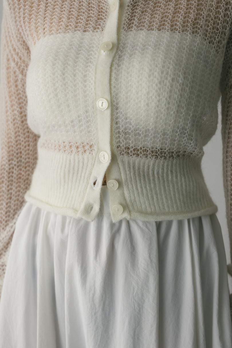 レイヤースリーブモヘアミックスニットカーデ 詳細画像 WHT 6