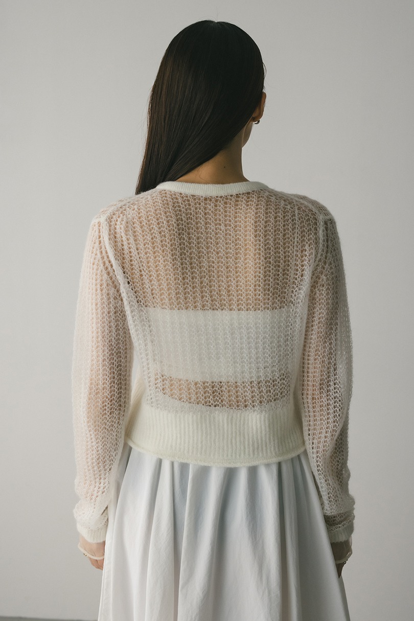 レイヤースリーブモヘアミックスニットカーデ 詳細画像 WHT 8