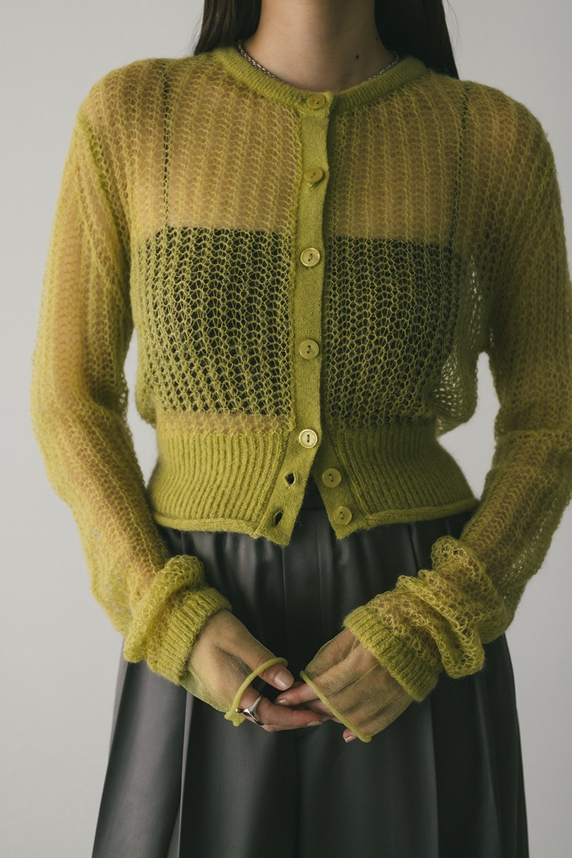 レイヤースリーブモヘアミックスニットカーデ