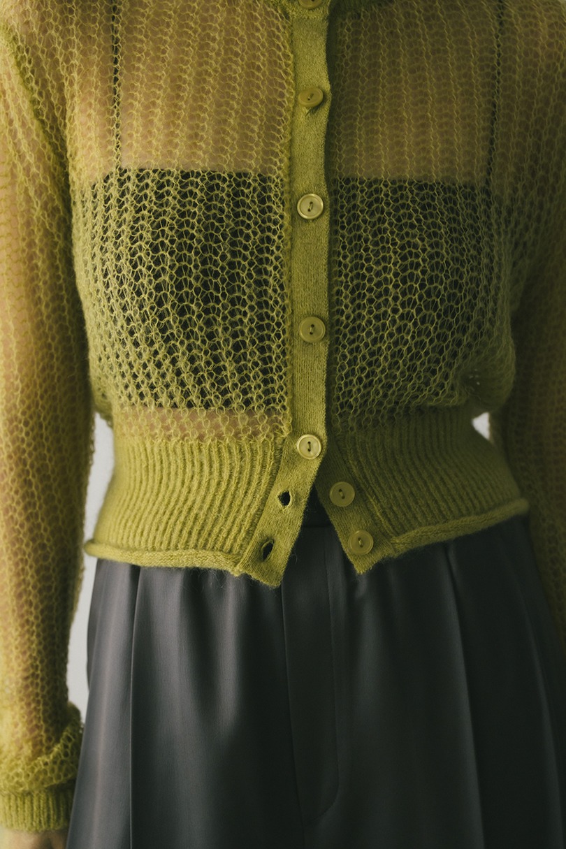 レイヤースリーブモヘアミックスニットカーデ 詳細画像 GRN 7