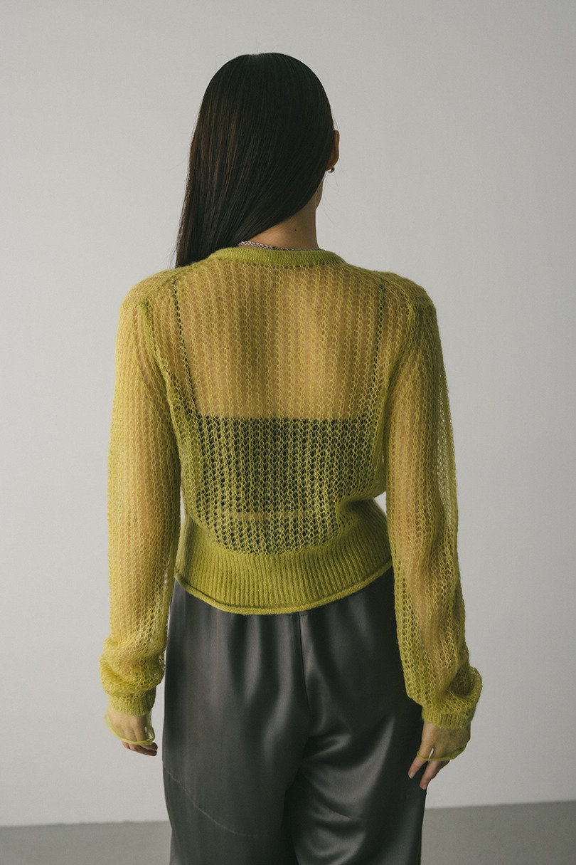 レイヤースリーブモヘアミックスニットカーデ 詳細画像 GRN 9