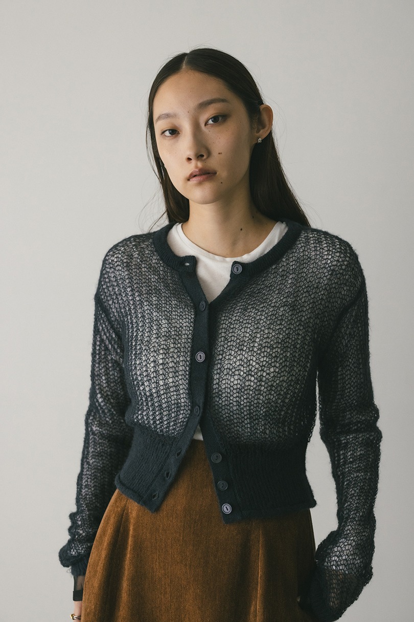 レイヤースリーブモヘアミックスニットカーデ 詳細画像 C.GRY 5