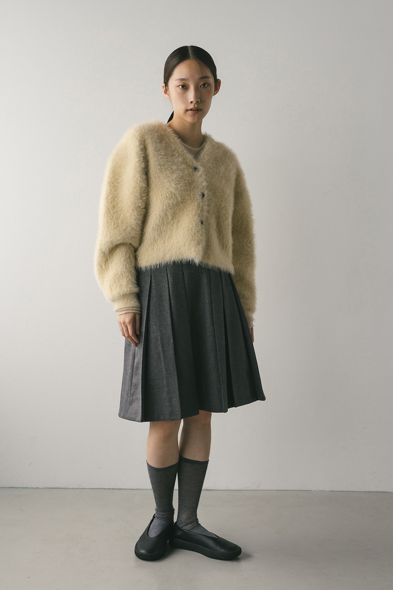 ダブルクロスシャギーニットカーデ