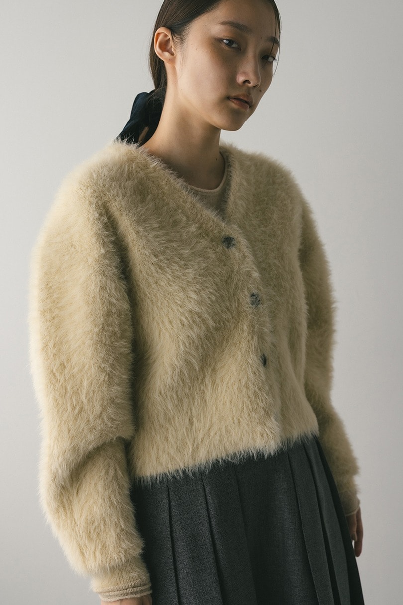 ダブルクロスシャギーニットカーデ 詳細画像 IVOY 2