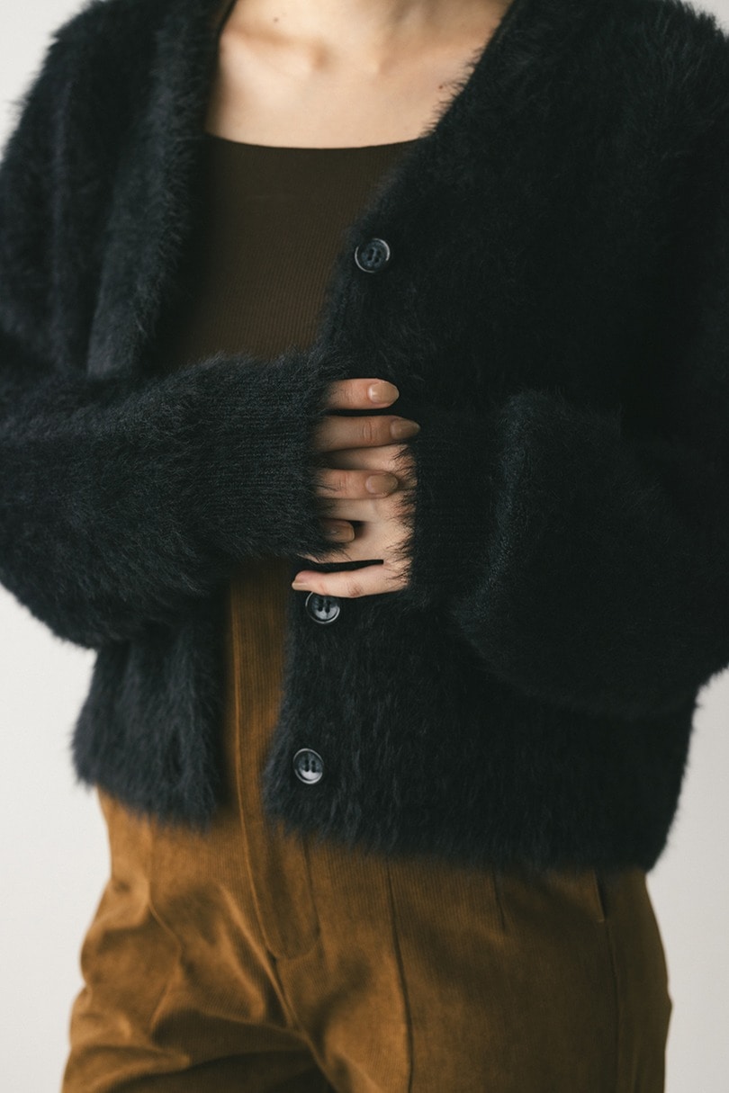 ダブルクロスシャギーニットカーデ 詳細画像 BLK 10