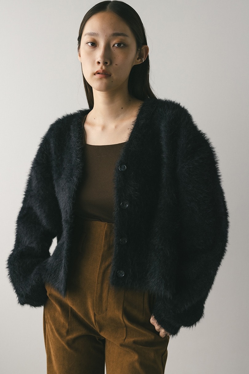 ダブルクロスシャギーニットカーデ 詳細画像 BLK 4