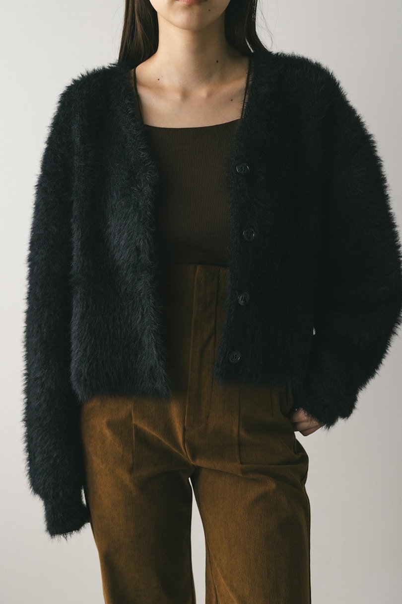 ダブルクロスシャギーニットカーデ 詳細画像 BLK 5