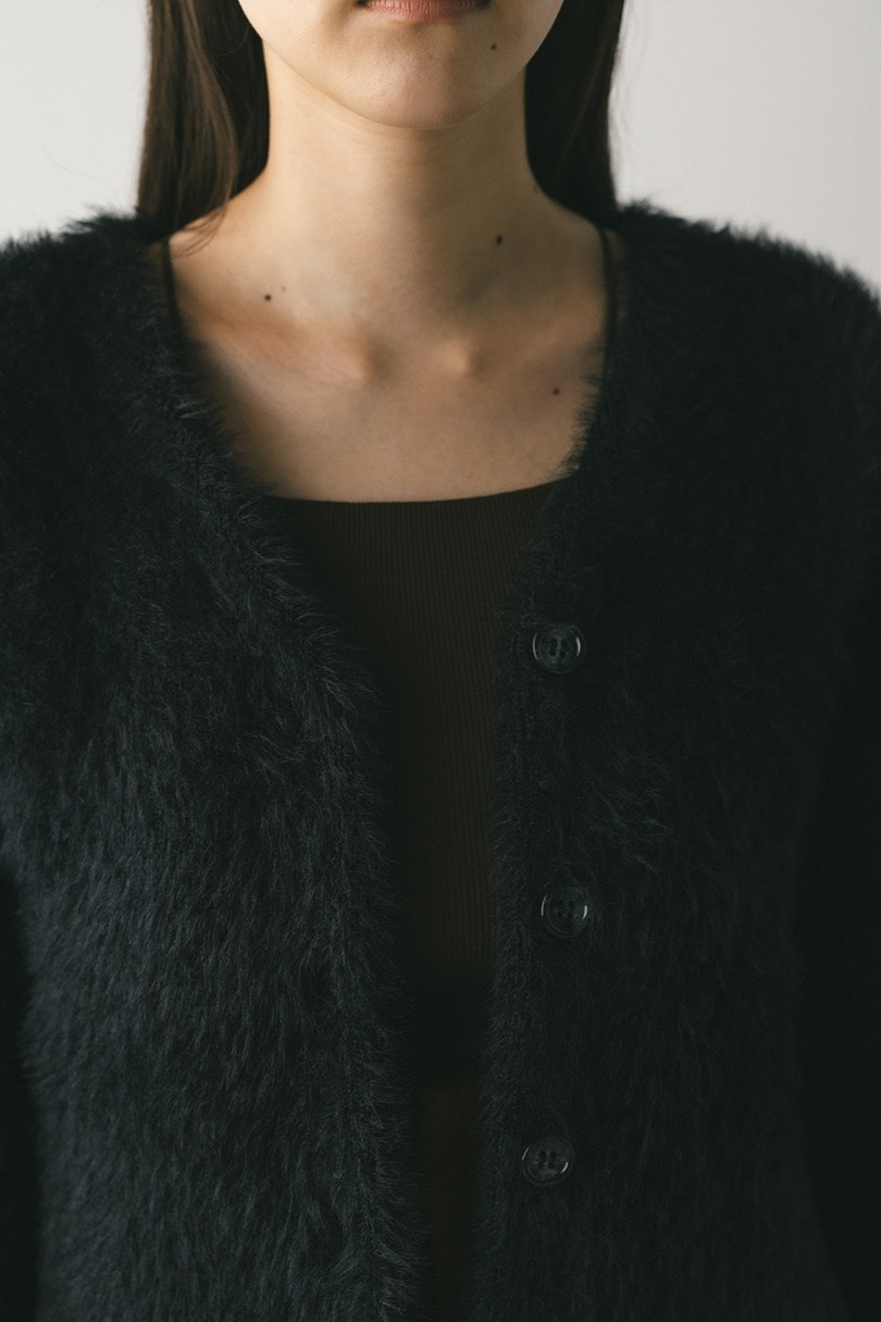 ダブルクロスシャギーニットカーデ 詳細画像 BLK 6