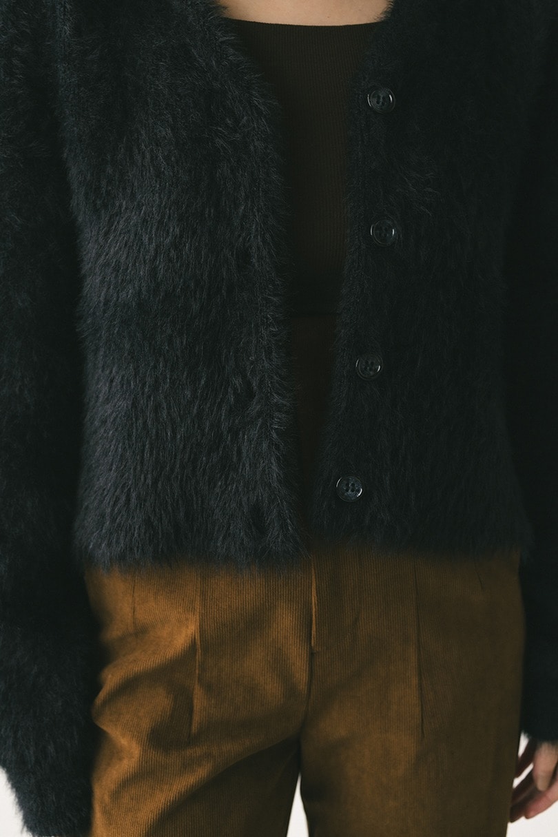 ダブルクロスシャギーニットカーデ 詳細画像 BLK 9