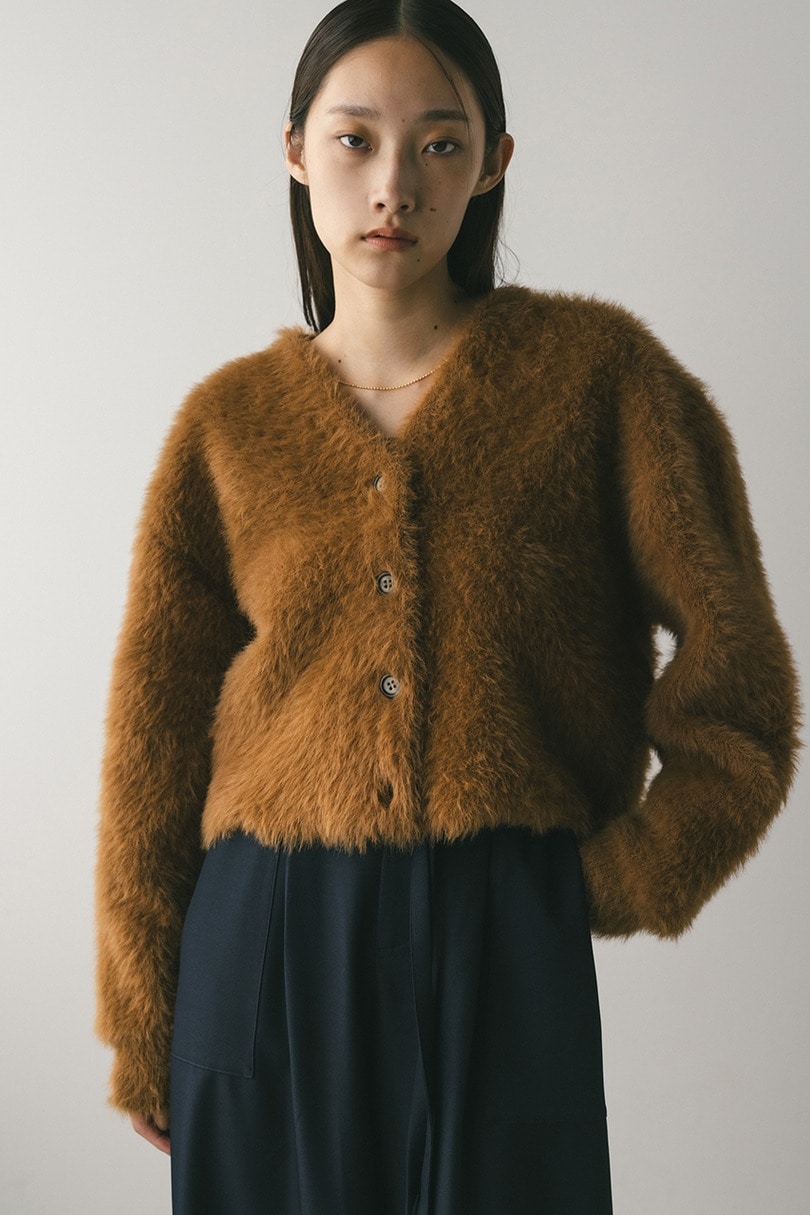 ダブルクロスシャギーニットカーデ