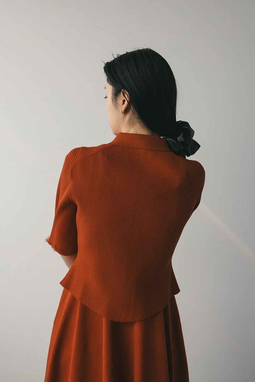 2ピースハーフスリーブポロニットワンピース 詳細画像 D/ORG 11