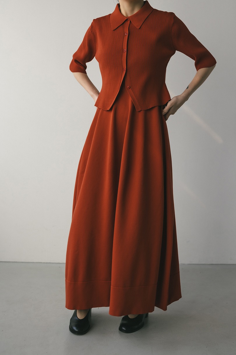 2ピースハーフスリーブポロニットワンピース 詳細画像 D/ORG 2