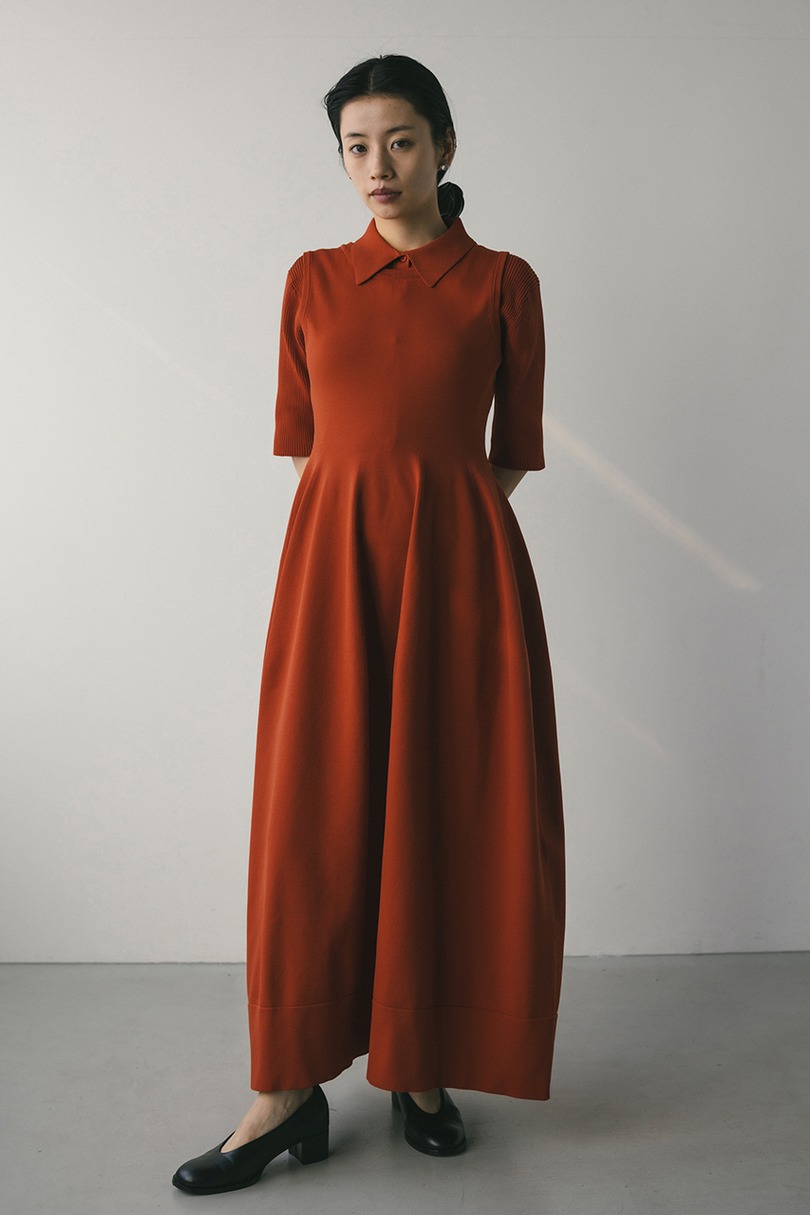 2ピースハーフスリーブポロニットワンピース 詳細画像 D/ORG 4