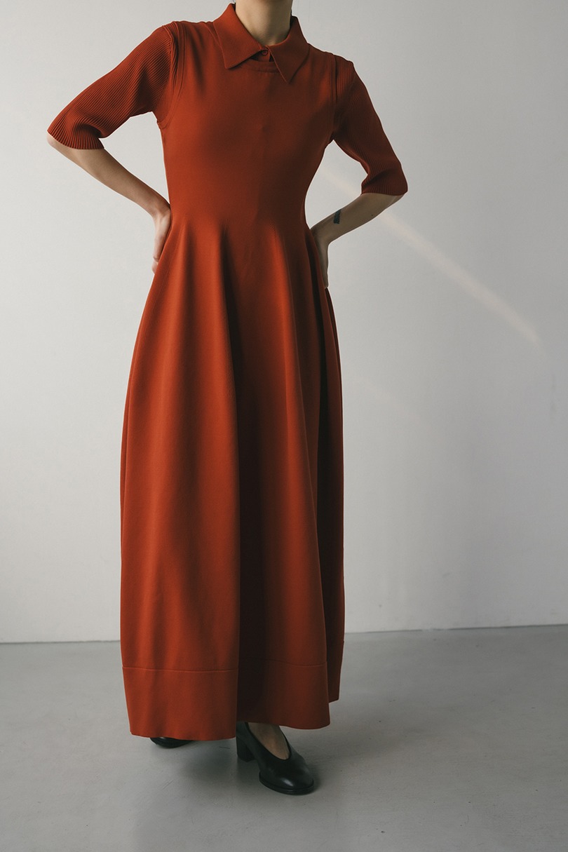 2ピースハーフスリーブポロニットワンピース 詳細画像 D/ORG 5