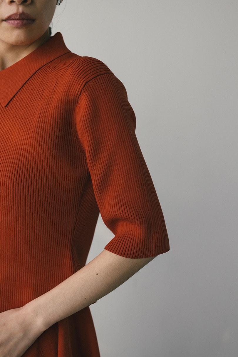 2ピースハーフスリーブポロニットワンピース 詳細画像 D/ORG 9