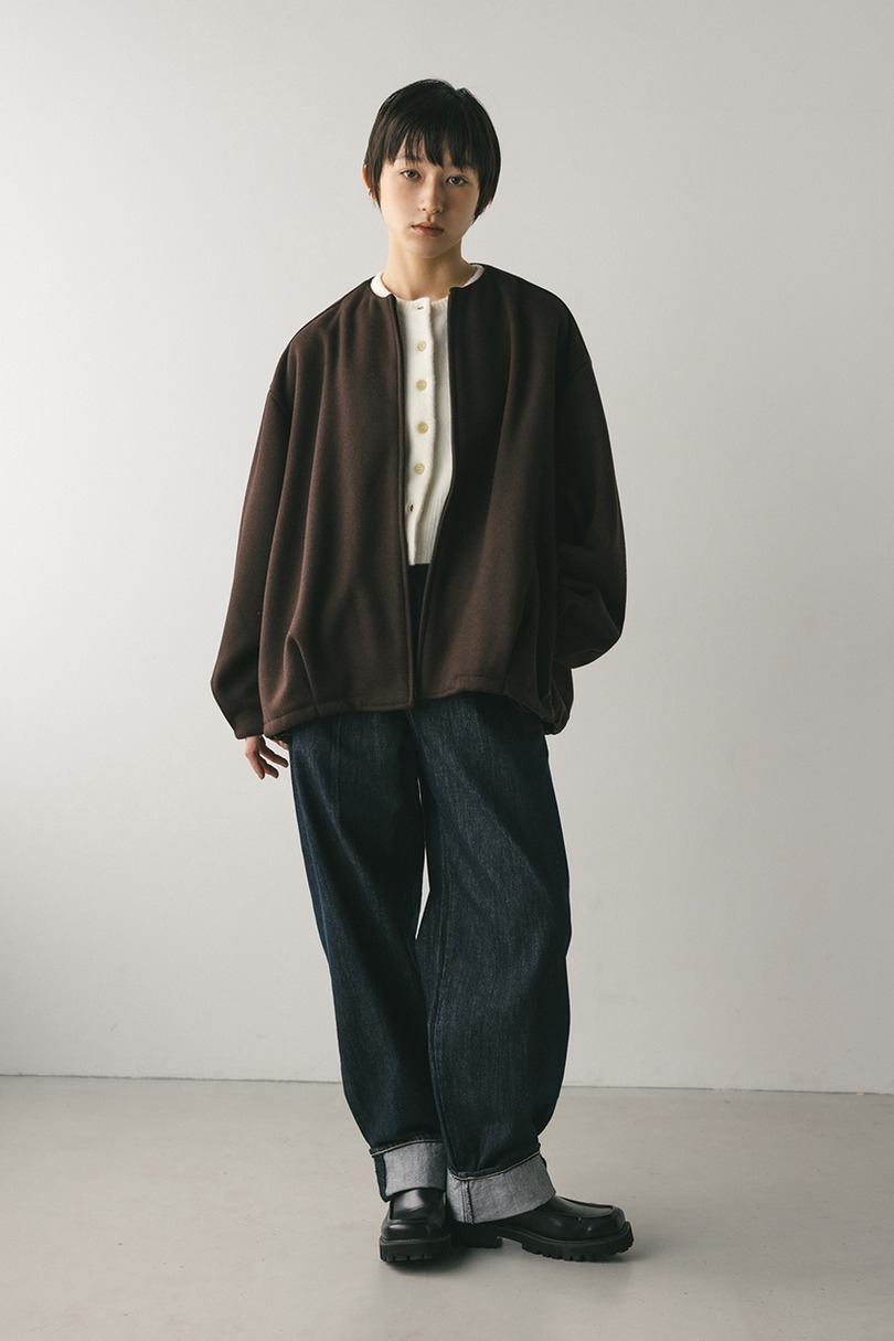 ボンディングノーカラーブルゾン 詳細画像 BRN 2