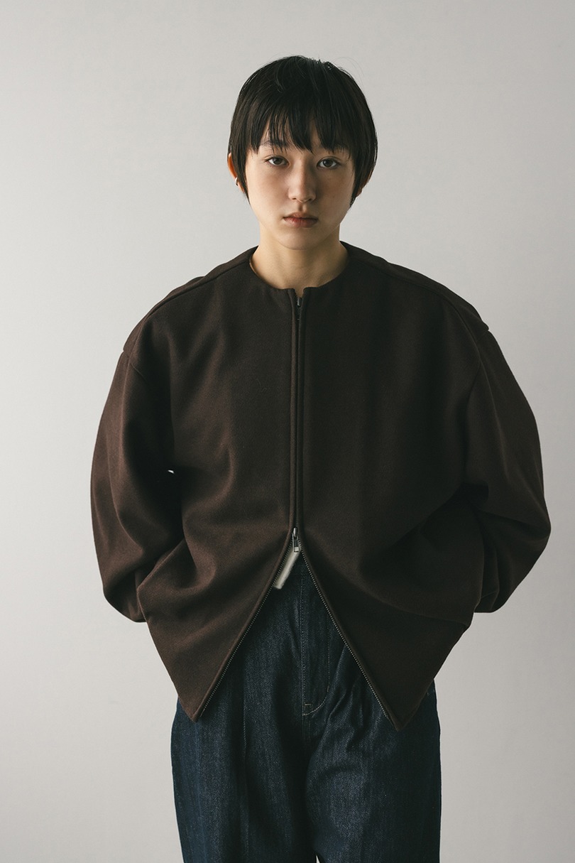 ボンディングノーカラーブルゾン 詳細画像 BRN 8