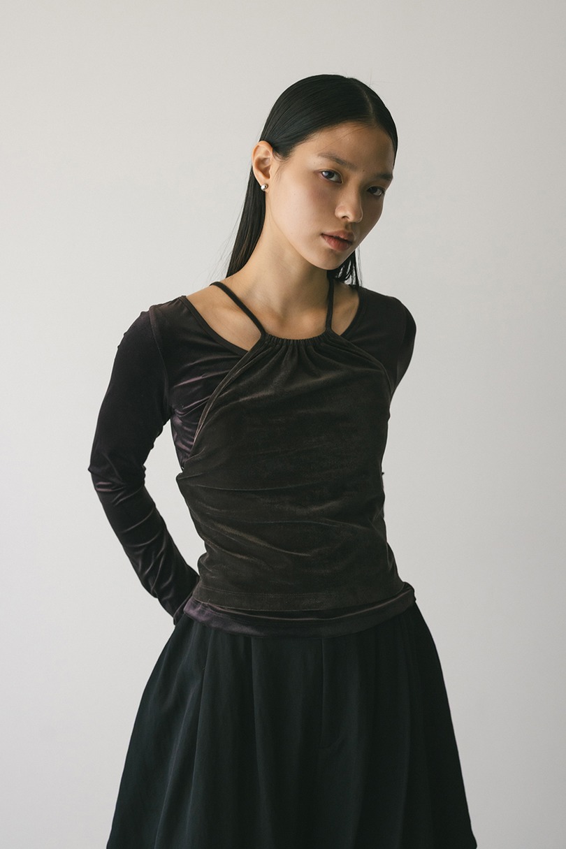 2ピースホルターベロアトップ 詳細画像 BRN 4