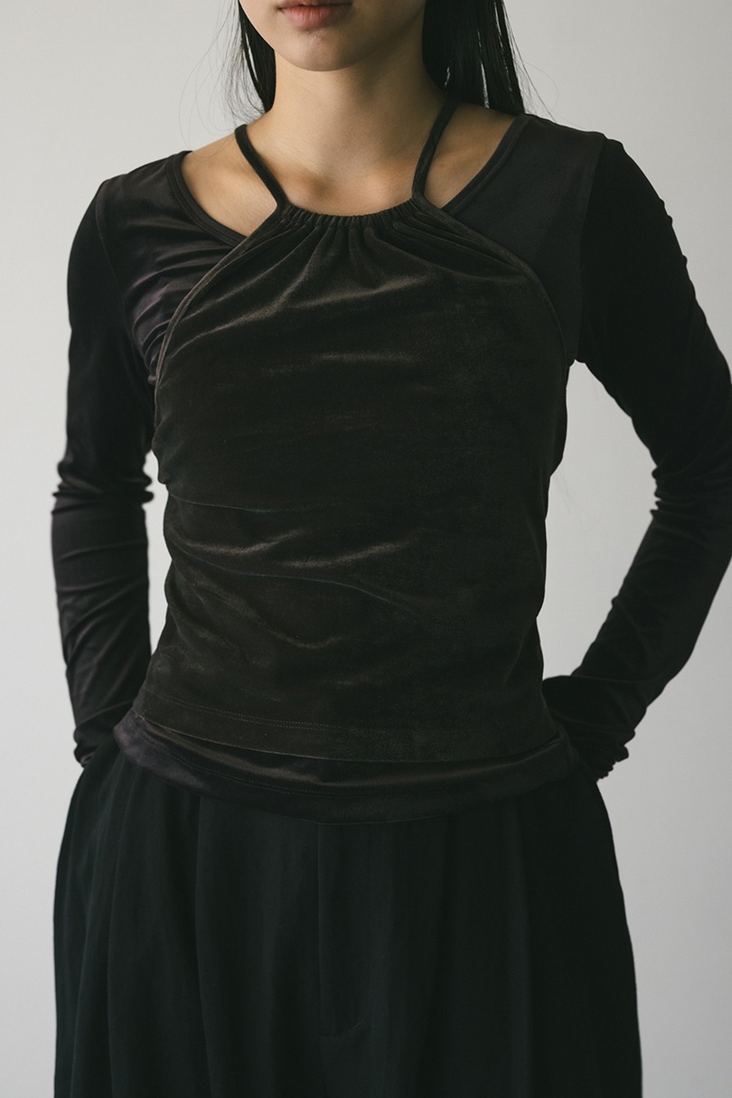 2ピースホルターベロアトップ 詳細画像 BRN 5