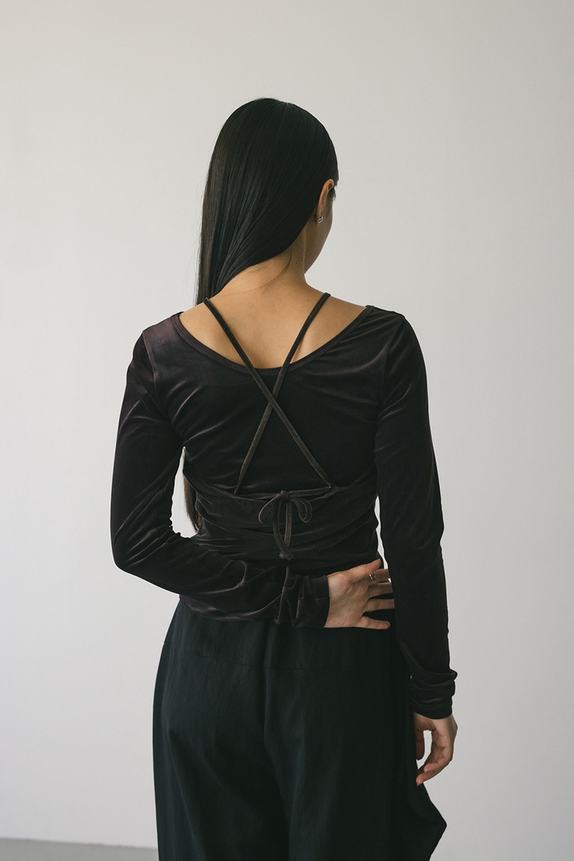 2ピースホルターベロアトップ 詳細画像 BRN 9