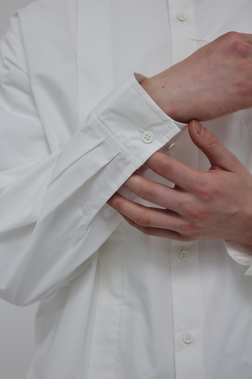 タックデザインノーカラーシャツ 詳細画像 WHT 11